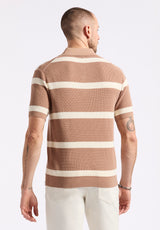 Buffalo David Bitton Winder Men's Short-Sleeve Striped Sweater Polo color WOODSMOKE