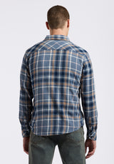 Buffalo David Bitton Sierra Men's Long-Sleeve Plaid Fitted Shirt color MOONLIGHT BLUE