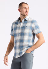 Buffalo David Bitton Sagrino Men's Short-Sleeve Plaid Fitted Shirt color MIRAGE