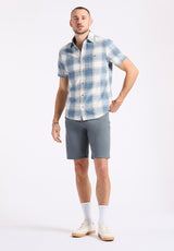 Buffalo David Bitton Sagrino Men's Short-Sleeve Plaid Fitted Shirt color MIRAGE