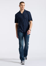 Buffalo David Bitton Sandro Men's Lightweight Short-Sleeve Bandana Print Camp Shirt color WHALE