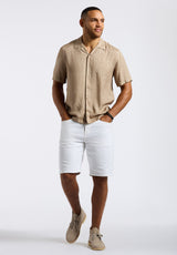 Buffalo David Bitton Sandro Men's Lightweight Short-Sleeve Bandana Print Camp Shirt color TUFFET