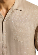 Buffalo David Bitton Sandro Men's Lightweight Short-Sleeve Bandana Print Camp Shirt color TUFFET