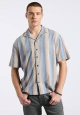 Buffalo David Bitton Salaman Men's Short-Sleeve Striped Camp Shirt color