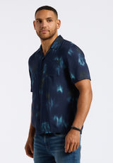 Buffalo David Bitton Sandro Men's Short-Sleeve Tie-Dye Camp Shirt color WHALE