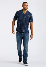 Buffalo David Bitton Sandro Men's Short-Sleeve Tie-Dye Camp Shirt color WHALE