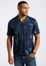 Buffalo David Bitton Sandro Men's Short-Sleeve Tie-Dye Camp Shirt color WHALE
