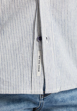 Buffalo David Bitton Simbio Men's Long-Sleeve Linen Blend Striped Fitted Shirt color