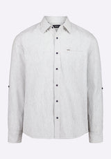 Buffalo David Bitton Simbio Men's Long-Sleeve Linen Blend Striped Fitted Shirt color