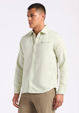 Buffalo David Bitton Simbio Men's Long-Sleeve Linen Blend Fitted Shirt color DUSTY AQUA