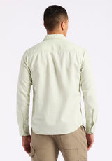 Buffalo David Bitton Simbio Men's Long-Sleeve Linen Blend Fitted Shirt color DUSTY AQUA