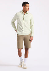 Buffalo David Bitton Simbio Men's Long-Sleeve Linen Blend Fitted Shirt color DUSTY AQUA