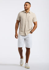 Buffalo David Bitton Sirilo Men's Short-Sleeve Striped Fitted Shirt color TUFFET