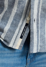 Buffalo David Bitton Sagrino Men's Short-Sleeve Striped Fitted Shirt color WHALE