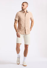 Buffalo David Bitton Sagrino Men's Short-Sleeve Striped Fitted Shirt color WOODSMOKE