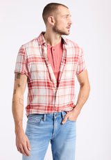 Buffalo David Bitton Sagrino Men's Fitted Plaid Shirt color BAKED APPLE