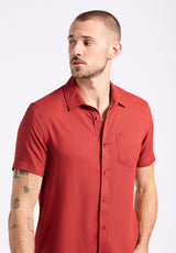 Buffalo David Bitton Sirilo Men's Fitted Short Sleeve Shirt color BAKED APPLE