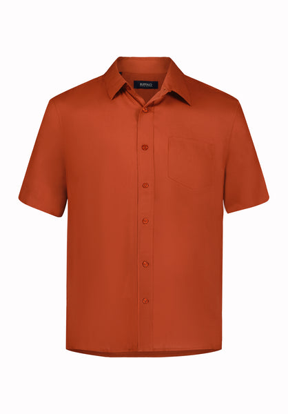 Buffalo David Bitton Sirilo Men's Short Sleeve Shirt COLOR Baked Apple Red