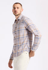 Buffalo David Bitton Simbio Men's Long-Sleeve Plaid Fitted Shirt color ORCHID PETAL