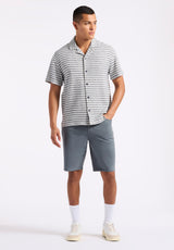 Buffalo David Bitton Koddy Men's Short-Sleeve Striped Relaxed Fit Jersey Shirt color MIDNIGHT BLUE