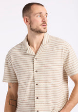 Buffalo David Bitton Koddy Men's Short-Sleeve Striped Relaxed Fit Jersey Shirt color WOODSMOKE