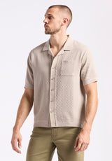 Buffalo David Bitton Willow Men's Short Sleeve Jacquard Jersey Button-Up Sweater color TUFFET