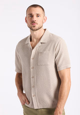 Buffalo David Bitton Willow Men's Short Sleeve Jacquard Jersey Button-Up Sweater color TUFFET