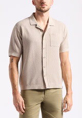 Buffalo David Bitton Willow Men's Short Sleeve Jacquard Jersey Button-Up Sweater color TUFFET