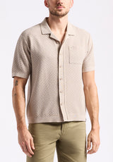 Buffalo David Bitton Willow Men's Short Sleeve Jacquard Jersey Button-Up Sweater color TUFFET