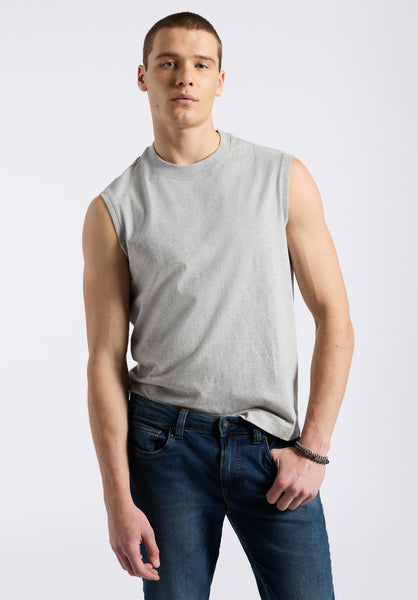 Buffalo David Bitton Kingster Men's Relaxed Fit Jersey Tank Top color HEATHER GREY