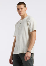 Buffalo David Bitton Kandido Men's Short Sleeve Slub Jersey Relaxed Henley Top color MILK