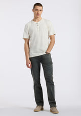 Buffalo David Bitton Kandido Men's Short Sleeve Slub Jersey Relaxed Henley Top color MILK