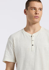 Buffalo David Bitton Kandido Men's Short Sleeve Slub Jersey Relaxed Henley Top color MILK