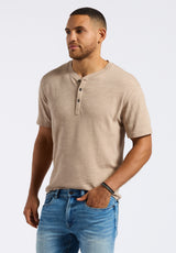 Buffalo David Bitton Kandido Men's Short Sleeve Slub Jersey Relaxed Henley Top color TUFFET