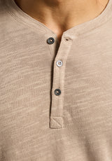 Buffalo David Bitton Kandido Men's Short Sleeve Slub Jersey Relaxed Henley Top color TUFFET