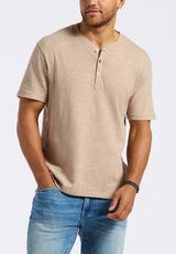 Buffalo David Bitton Kandido Men's Short Sleeve Slub Jersey Relaxed Henley Top color TUFFET