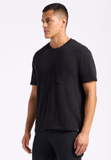 Buffalo David Bitton Kander Men's Slub Knit Crew Neck Pocket T-Shirt color BLACK