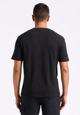 Buffalo David Bitton Kander Men's Slub Knit Crew Neck Pocket T-Shirt color BLACK
