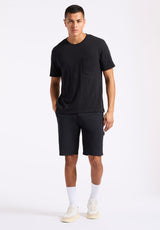 Buffalo David Bitton Kander Men's Slub Knit Crew Neck Pocket T-Shirt color BLACK
