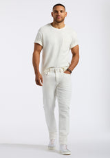 Buffalo David Bitton Kander Men's Slub Knit Crew Neck Pocket T-Shirt color MILK