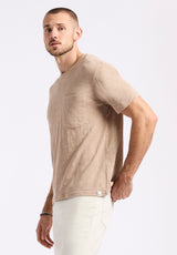 Buffalo David Bitton Kander Men's Slub Knit Crew Neck Pocket T-Shirt color TUFFET