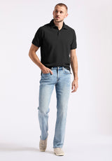 Buffalo David Bitton Kindell Men's Short-Sleeve Piqué Polo color BLACK