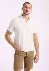 Buffalo David Bitton Kindell Men's Short-Sleeve Piqué Polo color MILK