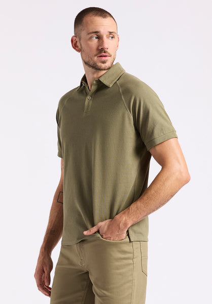 Buffalo David Bitton Kindell Men's Short-Sleeve Piqué Polo color ARMY GREEN