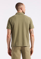 Buffalo David Bitton Kindell Men's Short-Sleeve Piqué Polo color ARMY GREEN