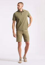 Buffalo David Bitton Kindell Men's Short-Sleeve Piqué Polo color ARMY GREEN