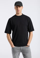 Buffalo David Bitton Kinsley Men's Piqué Crew Neck Relaxed T-Shirt color BLACK