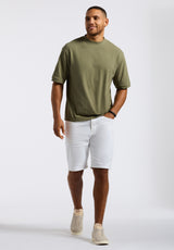 Buffalo David Bitton Kinsley Men's Piqué Crew Neck Relaxed T-Shirt color ARMY GREEN