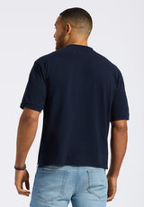 Buffalo David Bitton Kinsley Men's Piqué Crew Neck Relaxed T-Shirt color MIDNIGHT BLUE