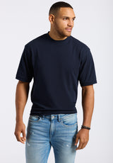 Buffalo David Bitton Kinsley Men's Piqué Crew Neck Relaxed T-Shirt color MIDNIGHT BLUE